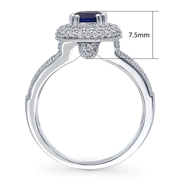 Rings BERRICLE Halo Milgrain CZ Split Shank Ring in Sterling Silver