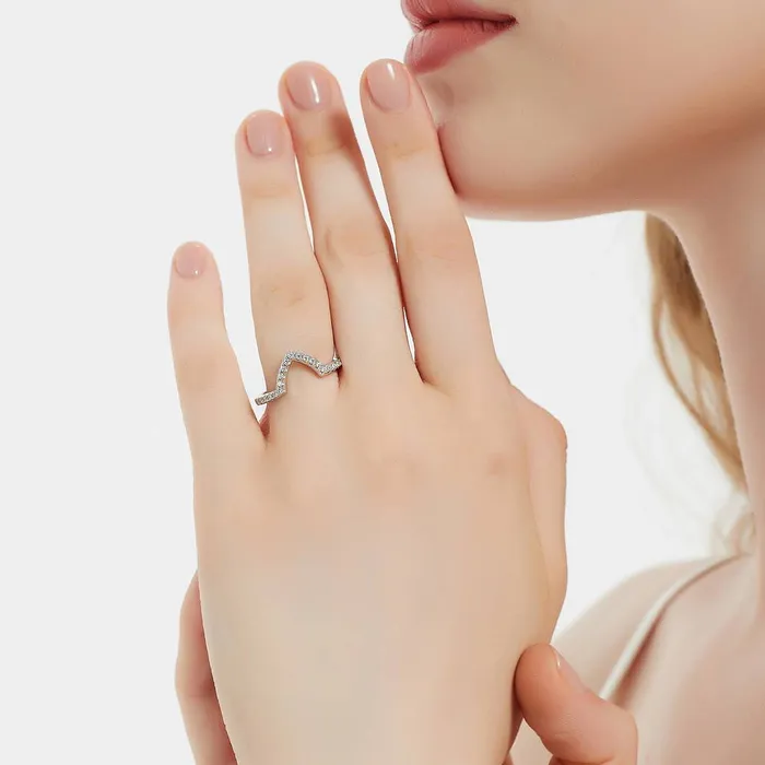 Rings BERRICLE Halo Wishbone Marquise CZ Ring Set in Sterling Silver