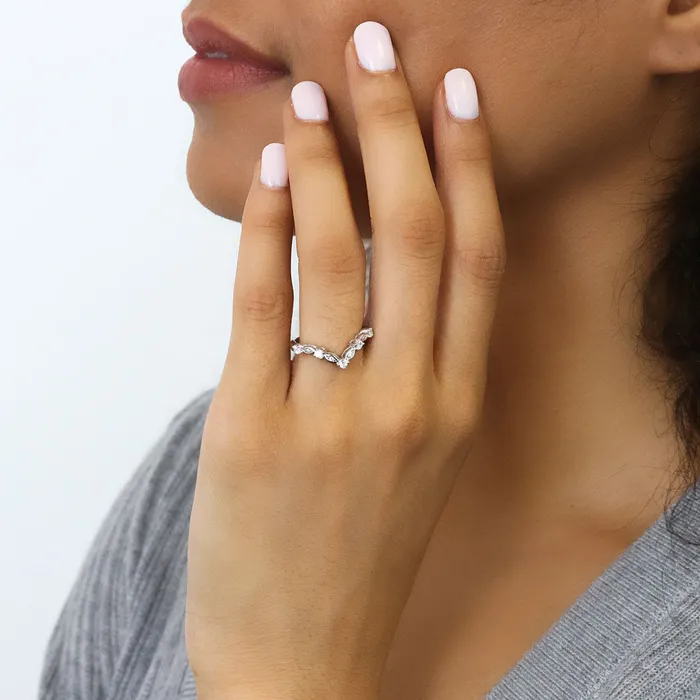 Rings BERRICLE Halo Wishbone Oval CZ Ring Set in Sterling Silver