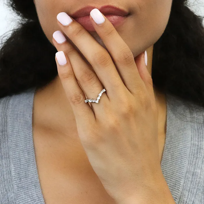 Rings BERRICLE Halo Wishbone Oval CZ Ring Set in Sterling Silver