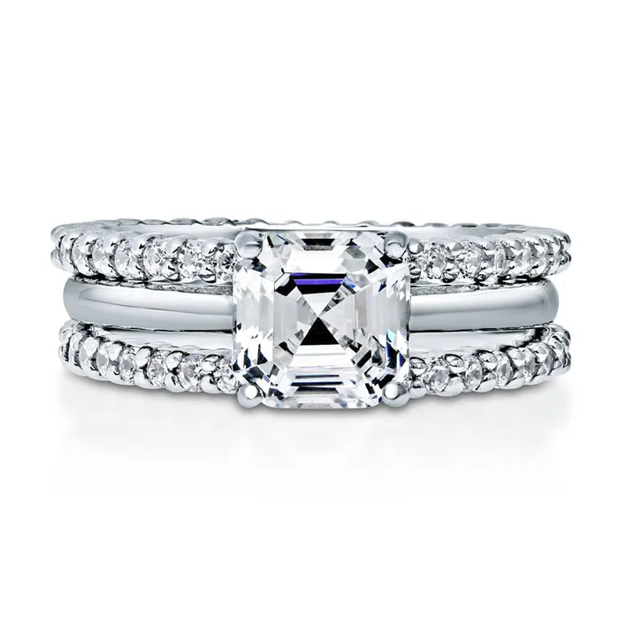 Rings BERRICLE Solitaire 2ct Asscher CZ Ring Set in Sterling Silver
