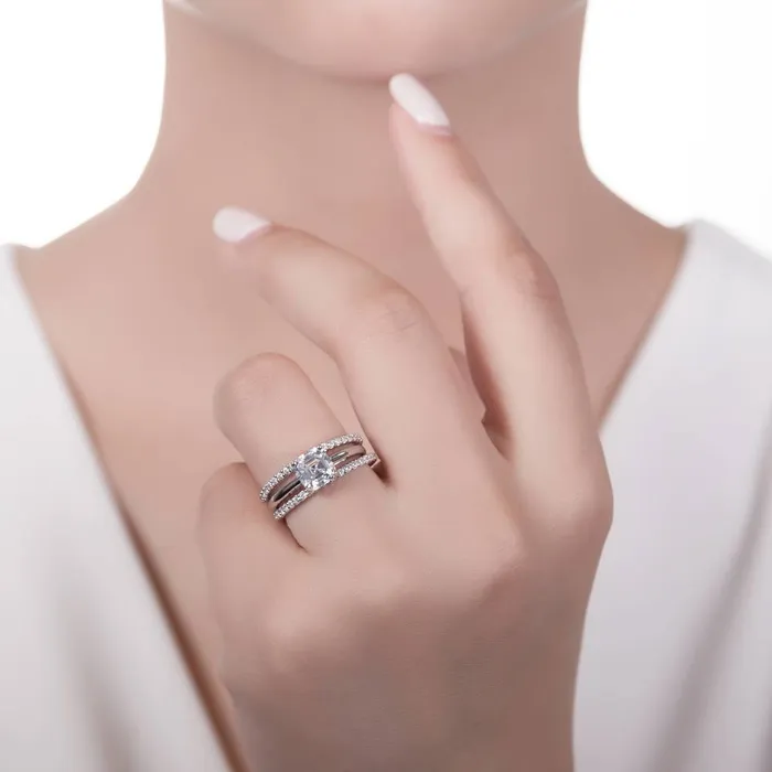 Rings BERRICLE Solitaire 2ct Asscher CZ Ring Set in Sterling Silver