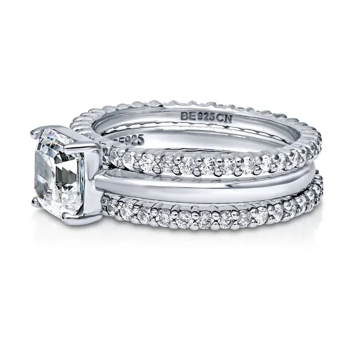 Rings BERRICLE Solitaire 2ct Asscher CZ Ring Set in Sterling Silver