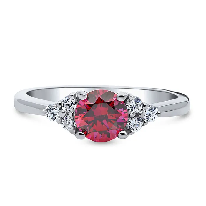 Rings BERRICLE Solitaire Red CZ Ring in Sterling Silver 08ct