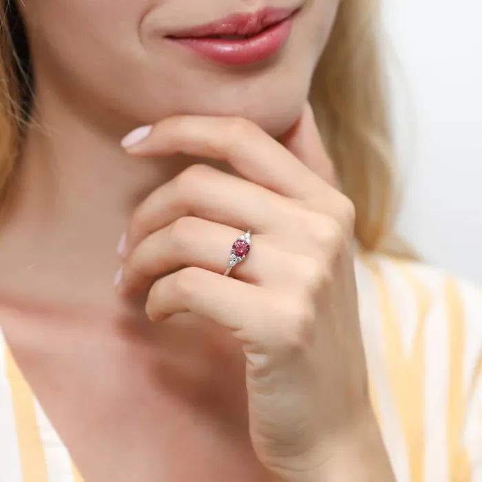 Rings BERRICLE Solitaire Red CZ Ring in Sterling Silver 08ct