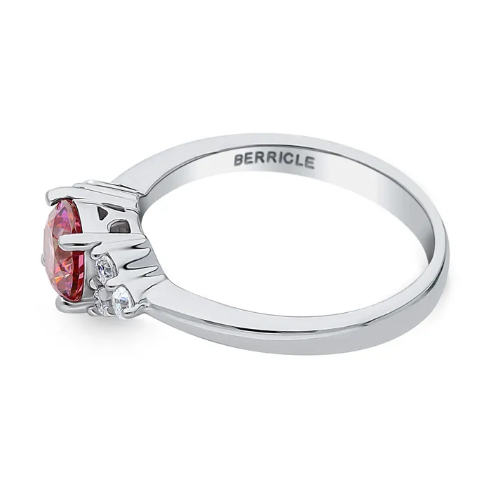 Rings BERRICLE Solitaire Red CZ Ring in Sterling Silver 08ct