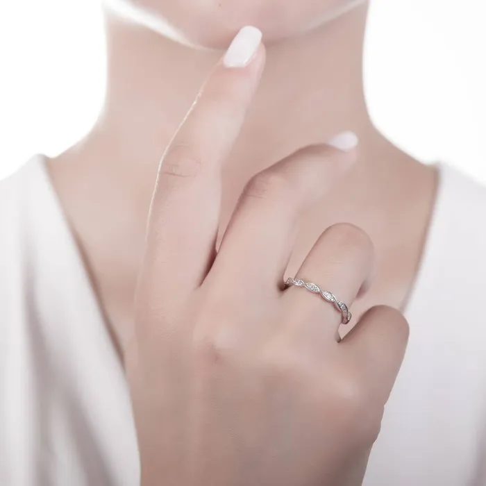 Rings BERRICLE Solitaire Woven 1ct Princess CZ Ring Set in Sterling Silver