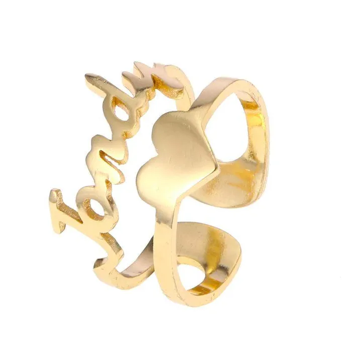 Rings Novalico Double Stacked Heart Name Ring