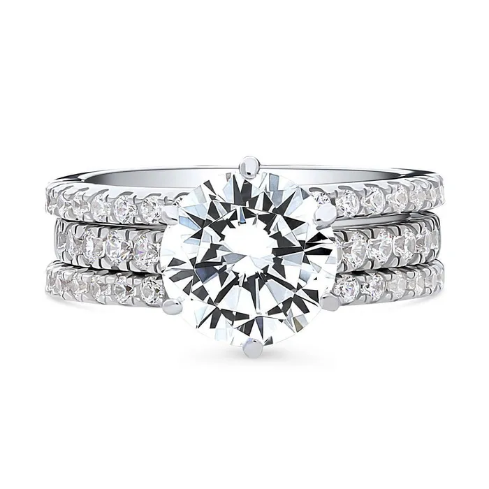 Rings Solitaire 27ct CZ Ring Set in Sterling Silver BERRICLE