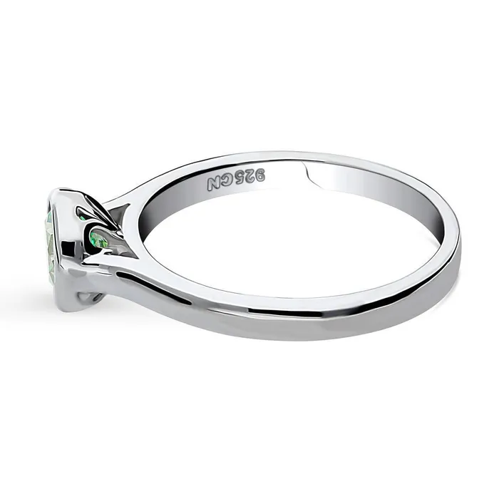 Rings Solitaire Green Bezel CZ Ring in Sterling Silver 08ct BERRICLE