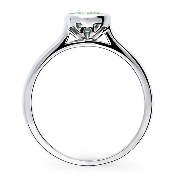 Rings Solitaire Green Bezel CZ Ring in Sterling Silver 08ct BERRICLE