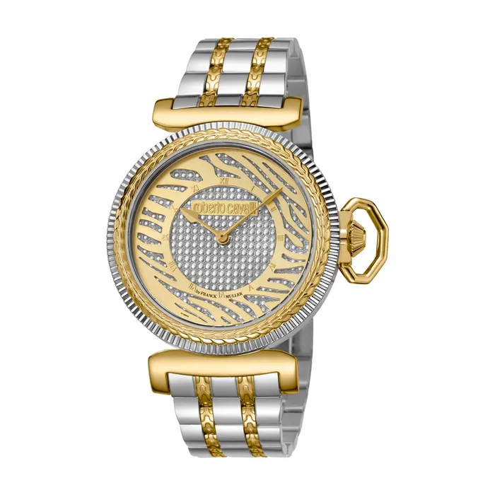 Roberto Cavalli Bracelets Roberto Cavalli Ladies Watch 2 Tone Metal Bracelet Animal Printed Dial Roberto Cavalli Bracelets Roberto Cavalli Ladies Watch 2 Tone Metal Bracelet Animal Printed Dial