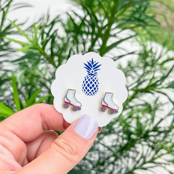 Roller Skates Signature Enamel Stud Earrings by Prep Obsessed Prep Obsessed LM Earrings