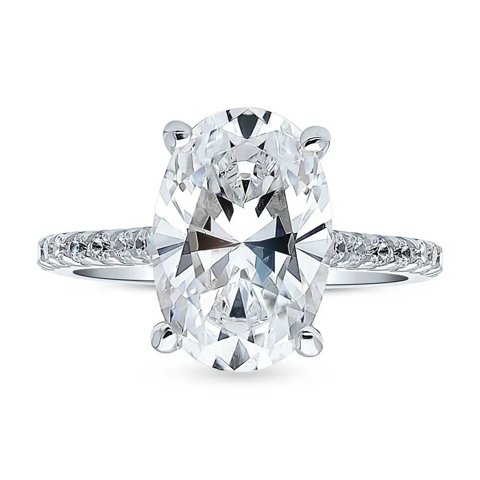 Solitaire 55ct Oval CZ Ring in Sterling Silver BERRICLE Rings