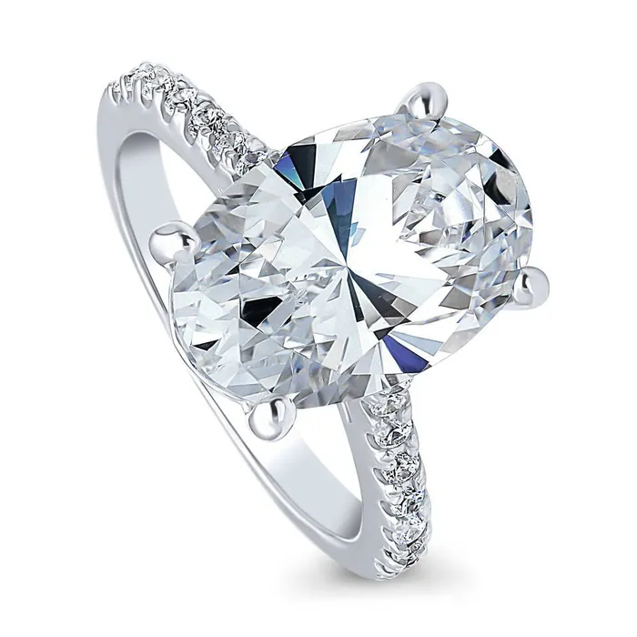 Solitaire 55ct Oval CZ Ring in Sterling Silver BERRICLE Rings