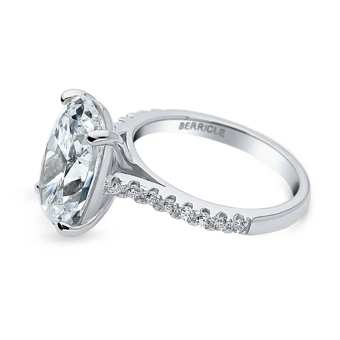 Solitaire 55ct Oval CZ Ring in Sterling Silver BERRICLE Rings