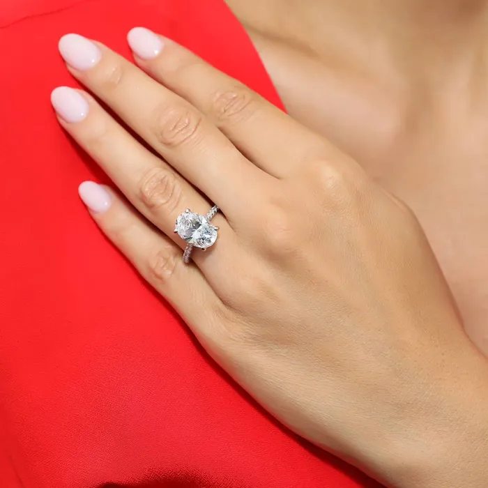 Solitaire 55ct Oval CZ Ring in Sterling Silver BERRICLE Rings