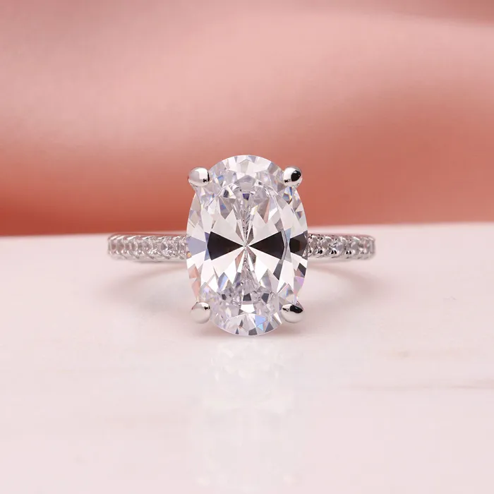 Solitaire 55ct Oval CZ Ring in Sterling Silver BERRICLE Rings