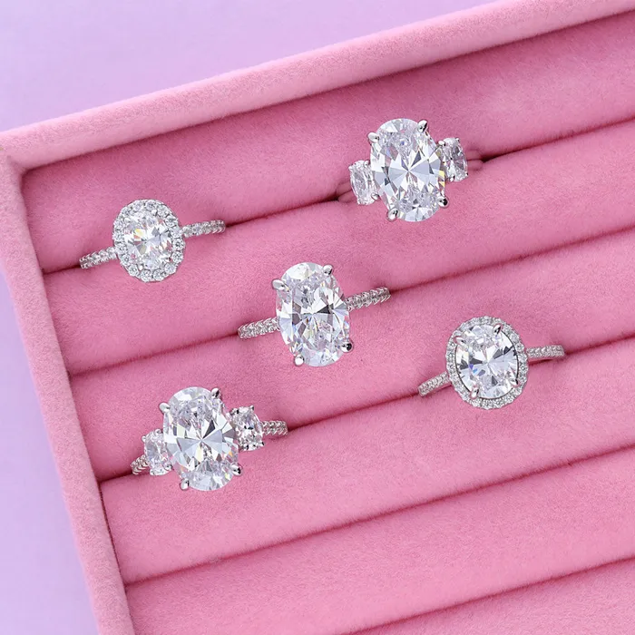 Solitaire 55ct Oval CZ Ring in Sterling Silver BERRICLE Rings