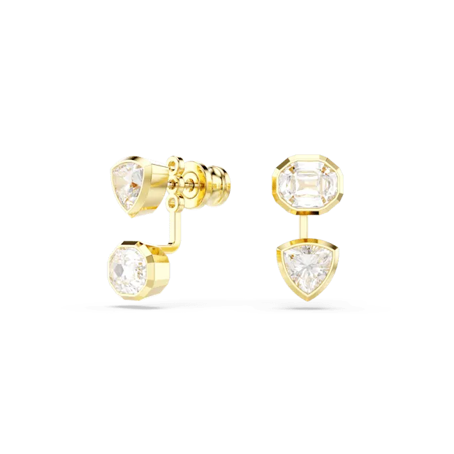 Swarovski Earrings Swarovski Imber Earring Jackets Asymmetrical Design Mixed Cuts White GoldTone Plated