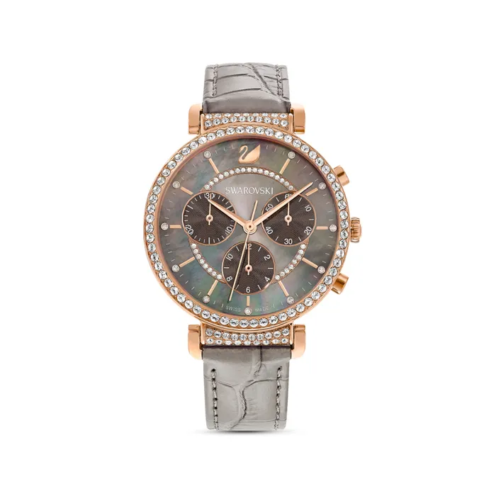 Swarovski Passage Chrono Watch Leather Strap Pvd Swarovski Watches