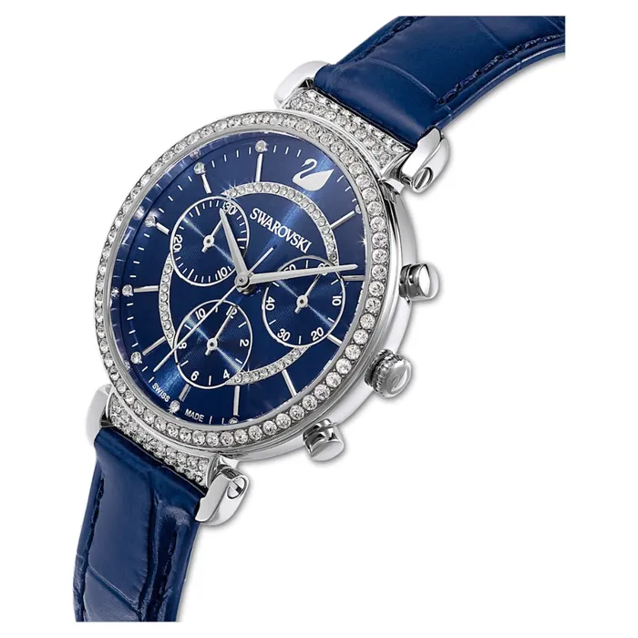 Swarovski Passage Chrono Watch Leather Strap Pvd Swarovski Watches