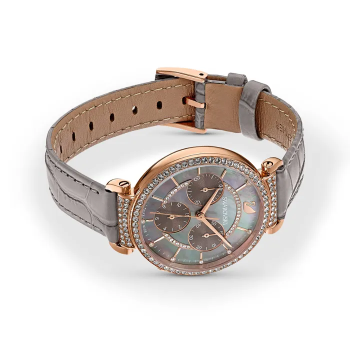 Swarovski Passage Chrono Watch Leather Strap Pvd Swarovski Watches