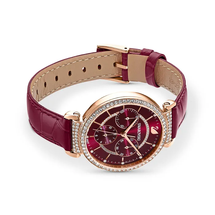 Swarovski Passage Chrono Watch Leather Strap Pvd Swarovski Watches