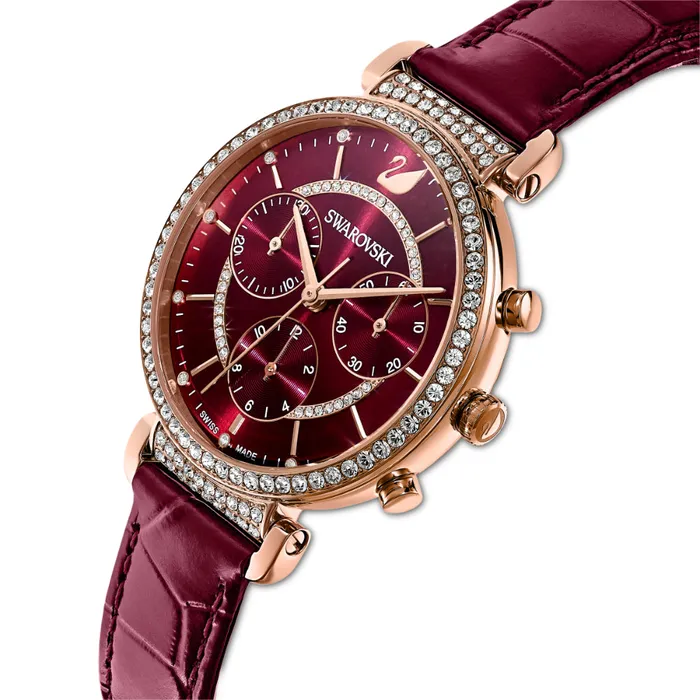 Swarovski Passage Chrono Watch Leather Strap Pvd Swarovski Watches
