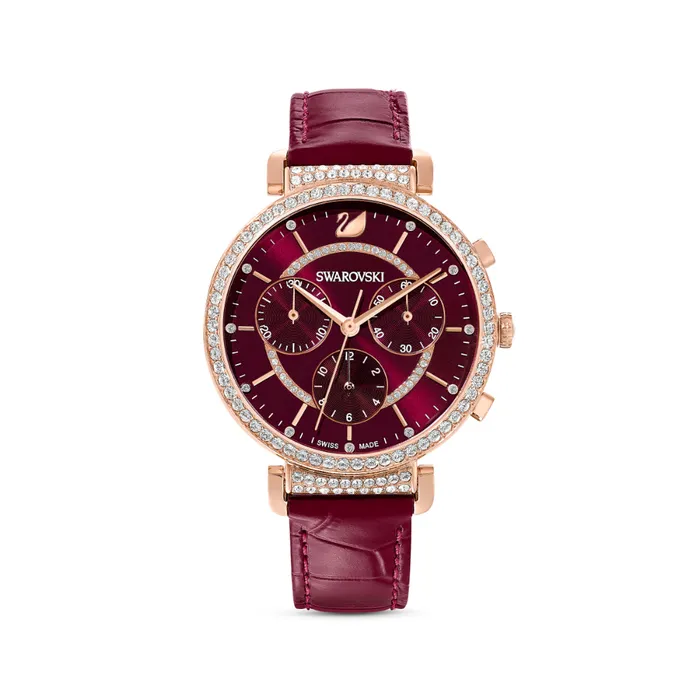 Swarovski Passage Chrono Watch Leather Strap Pvd Swarovski Watches