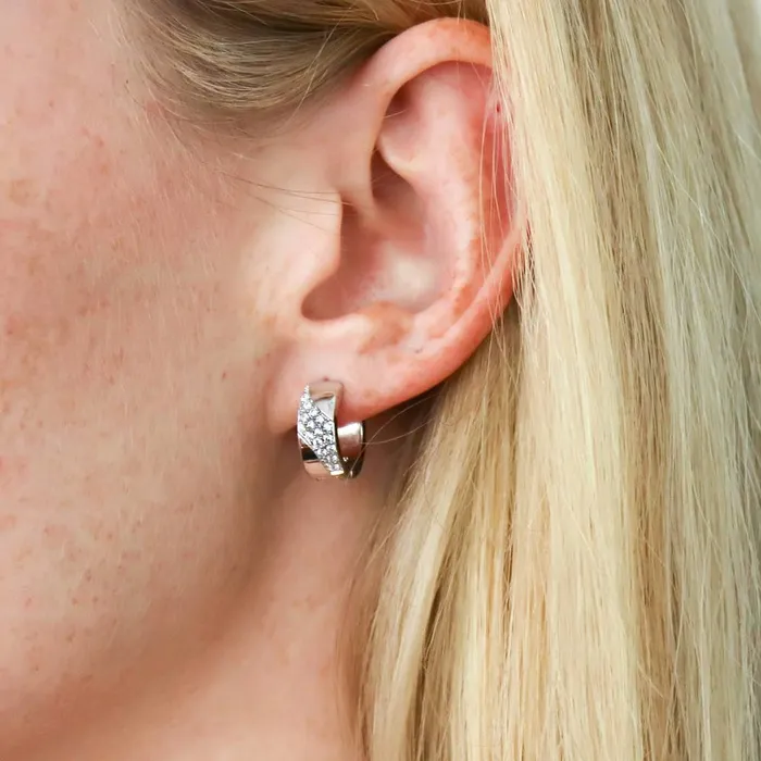 Wave CZ Small Huggie Earrings in Sterling Silver 055 BERRICLE Earrings