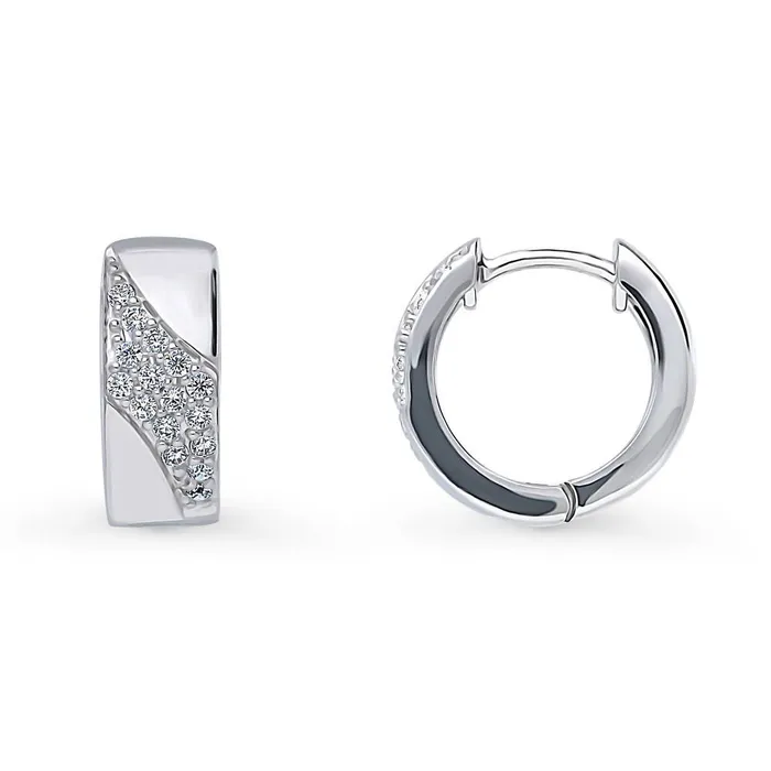 Wave CZ Small Huggie Earrings in Sterling Silver 055 BERRICLE Earrings