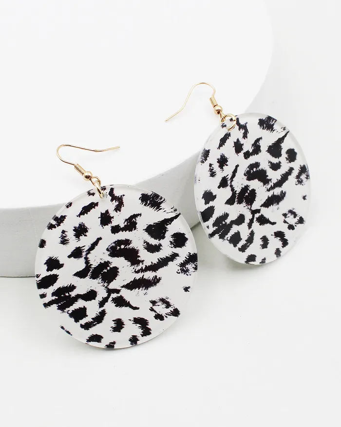 Wild Animal Print Round Shell Earrings 122122 Earrings