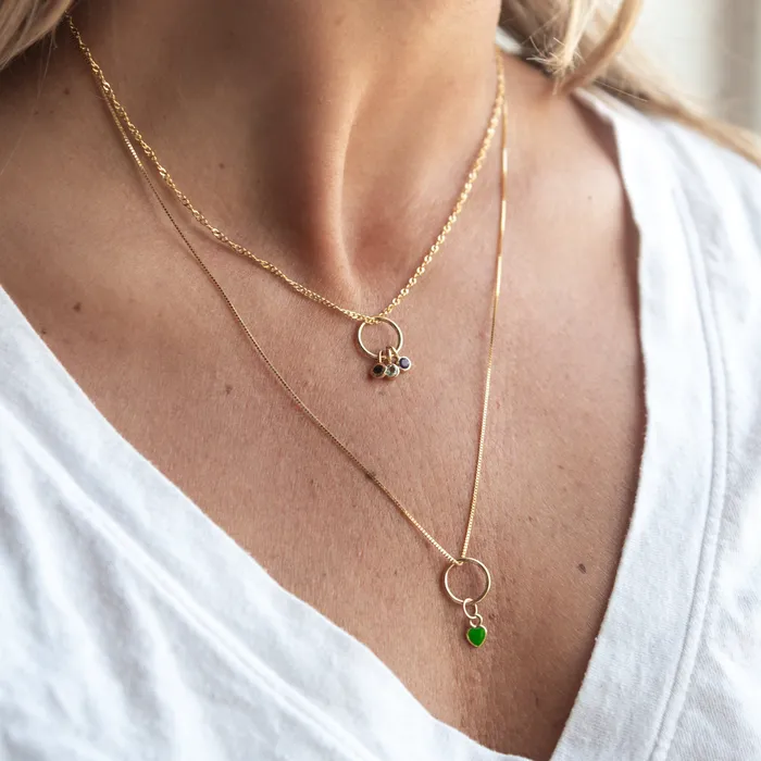 14K Gold Enamel Heart Charm Suetables Charm Necklaces