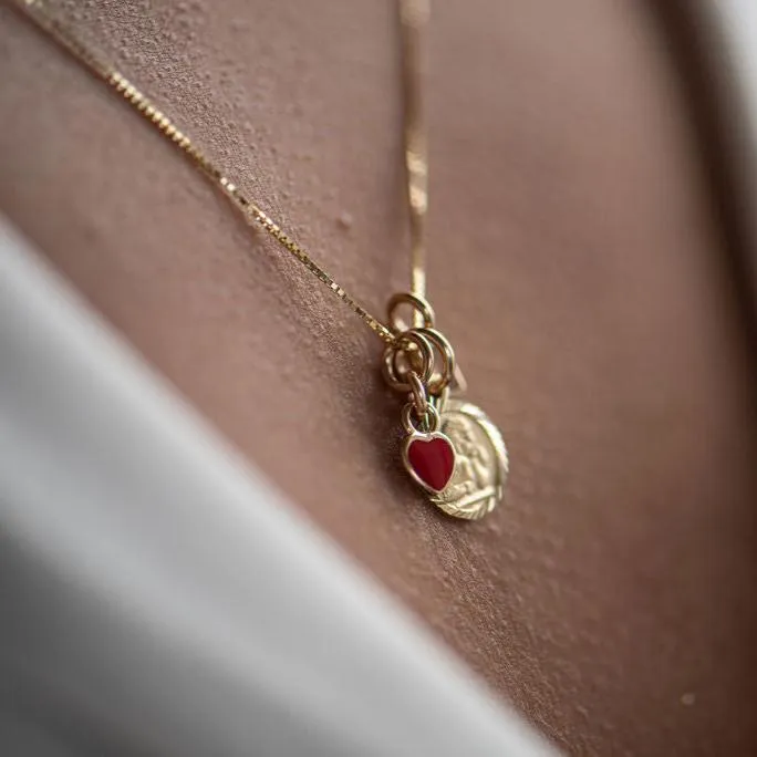 14K Gold Enamel Heart Charm Suetables Charm Necklaces