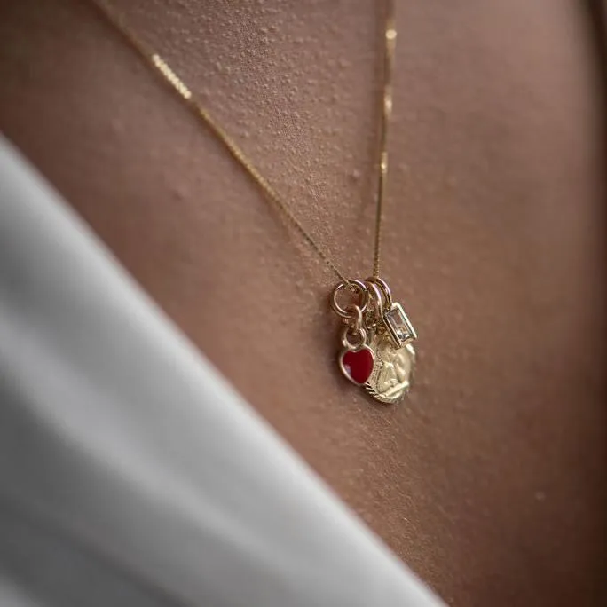 14K Gold Enamel Heart Charm Suetables Charm Necklaces