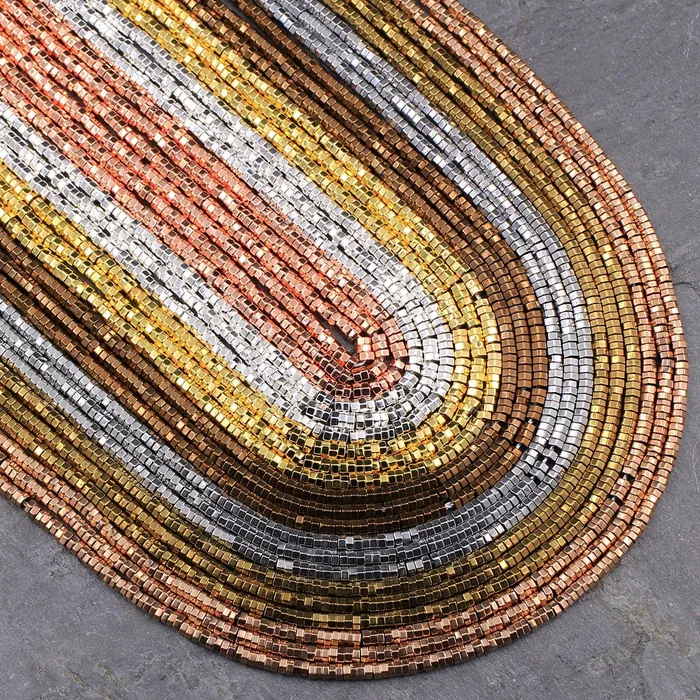 2mm Hematite Hexagon Beads Center Drilled Tiny Small Faceted Spacer Sparkling Rose Gold Silver Bronze Copper Champagne Beads 16 Strand Intrinsic Trading Earrings