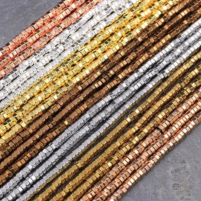 2mm Hematite Hexagon Beads Center Drilled Tiny Small Faceted Spacer Sparkling Rose Gold Silver Bronze Copper Champagne Beads 16 Strand Intrinsic Trading Earrings