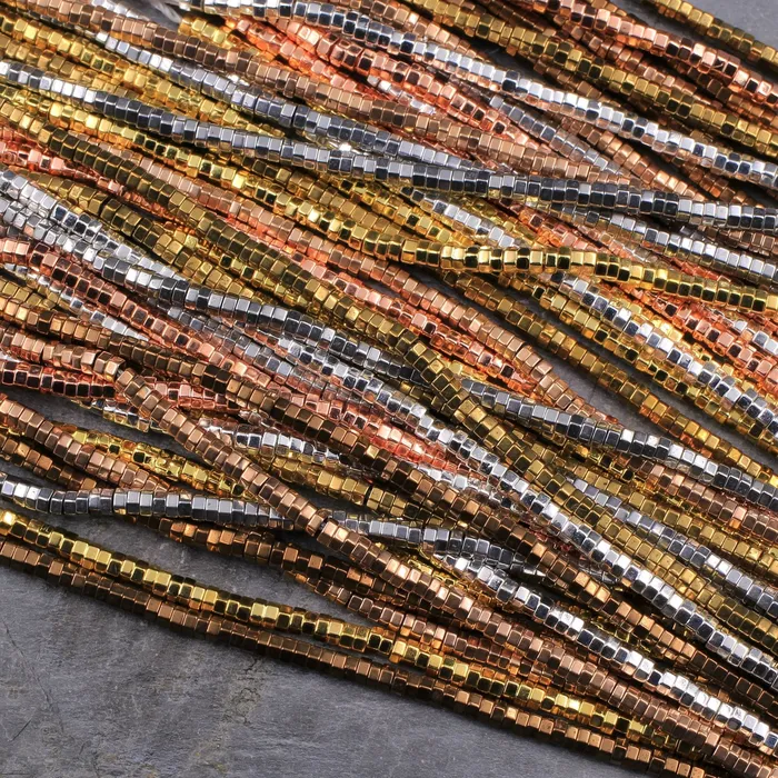 2mm Hematite Hexagon Beads Center Drilled Tiny Small Faceted Spacer Sparkling Rose Gold Silver Bronze Copper Champagne Beads 16 Strand Intrinsic Trading Earrings