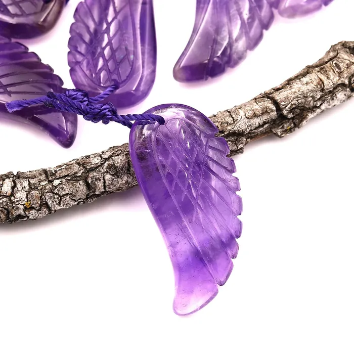 AAA Hand Carved Natural Purple Amethyst Angel Wing Pendant Bead Drilled Gemstone Intrinsic Trading Necklaces AAA Hand Carved Natural Purple Amethyst Angel Wing Pendant Bead Drilled Gemstone Intrinsic Trading Necklaces