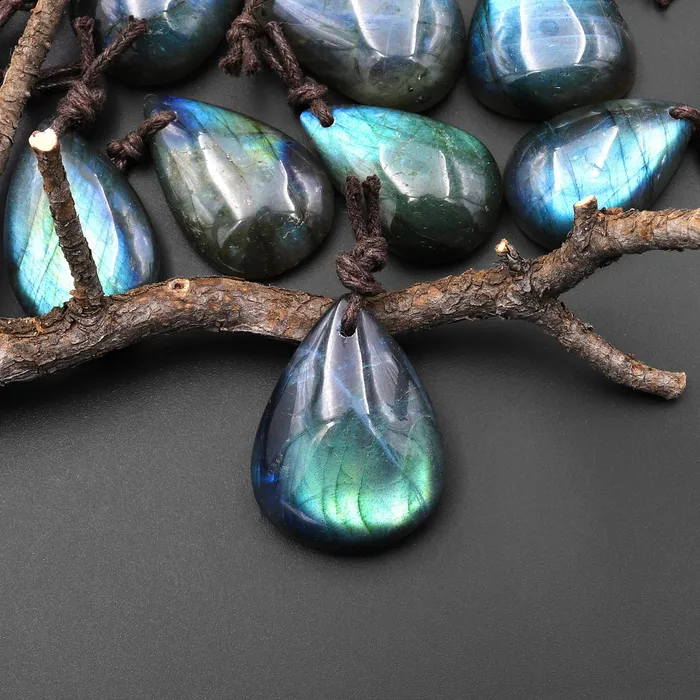 AAA Natural Rainbow Labradorite Teardrop Front Drilled Pendant A3 Intrinsic Trading Necklaces AAA Natural Rainbow Labradorite Teardrop Front Drilled Pendant A3 Intrinsic Trading Necklaces