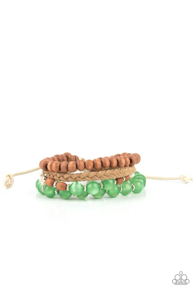 All Eyes On U Jewelry Paparazzi Accessories Bracelets Down HOMESPUN Green Paparazzi Bracelet