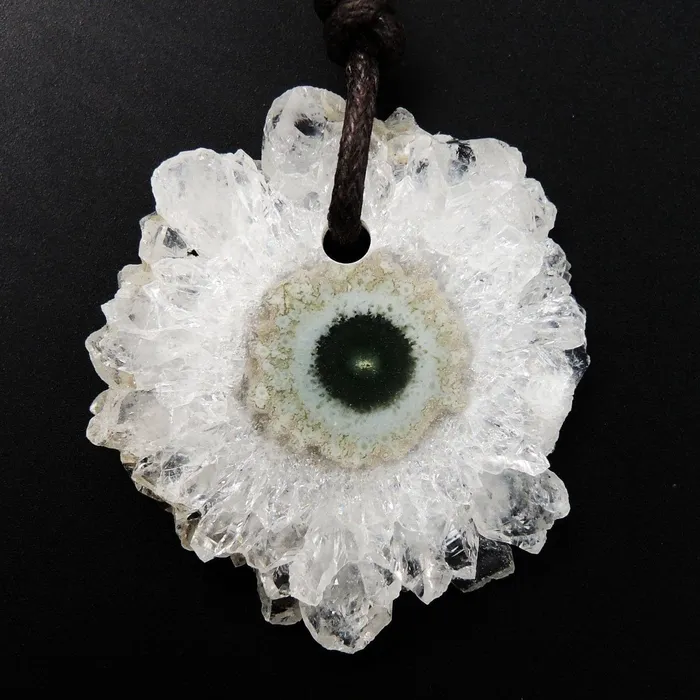Amethyst Stalactite Flower Pendant Drilled Stalactite Slice Freeform Irregular Natural Stone Pendant P1966 Intrinsic Trading Necklaces