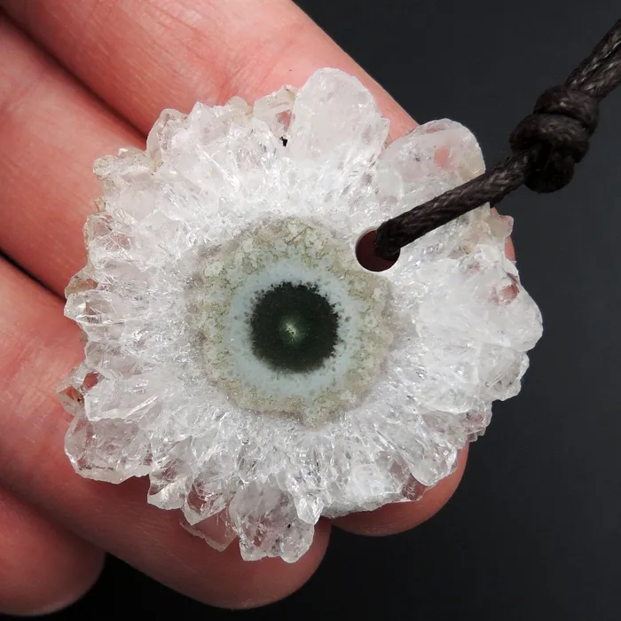 Amethyst Stalactite Flower Pendant Drilled Stalactite Slice Freeform Irregular Natural Stone Pendant P1966 Intrinsic Trading Necklaces