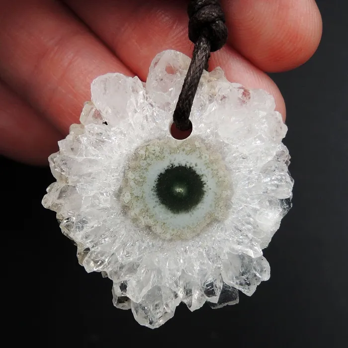 Amethyst Stalactite Flower Pendant Drilled Stalactite Slice Freeform Irregular Natural Stone Pendant P1966 Intrinsic Trading Necklaces