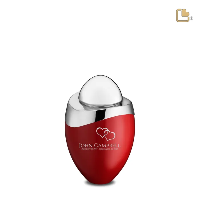 Amore Keepsake Urn Red Polished Silver LoveUrns Rings