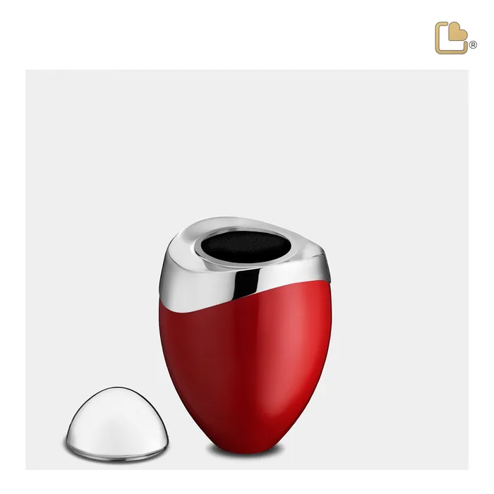 Amore Keepsake Urn Red Polished Silver LoveUrns Rings