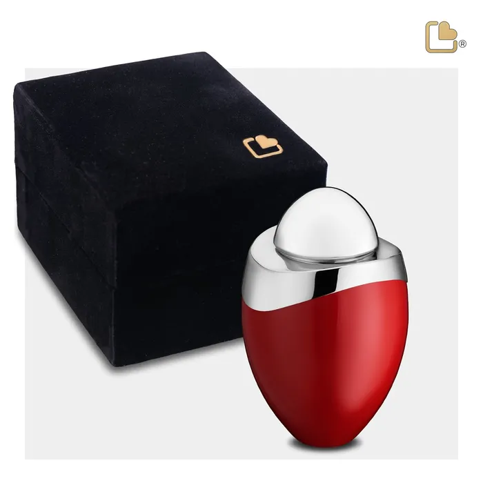 Amore Keepsake Urn Red Polished Silver LoveUrns Rings