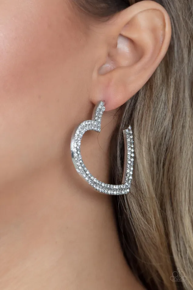 AMORE to Love White Paparazzi Hoop Earrings All Eyes On U Jewelry Paparazzi Accessories Earrings