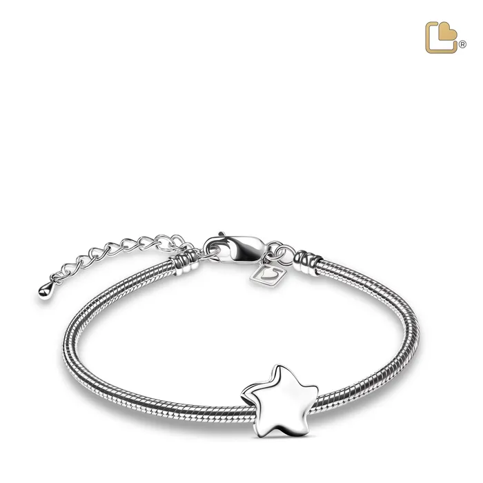 Angelic Star Polished Sterling Silver Cremation Bracelet Bead LoveUrns Treasure Bracelets